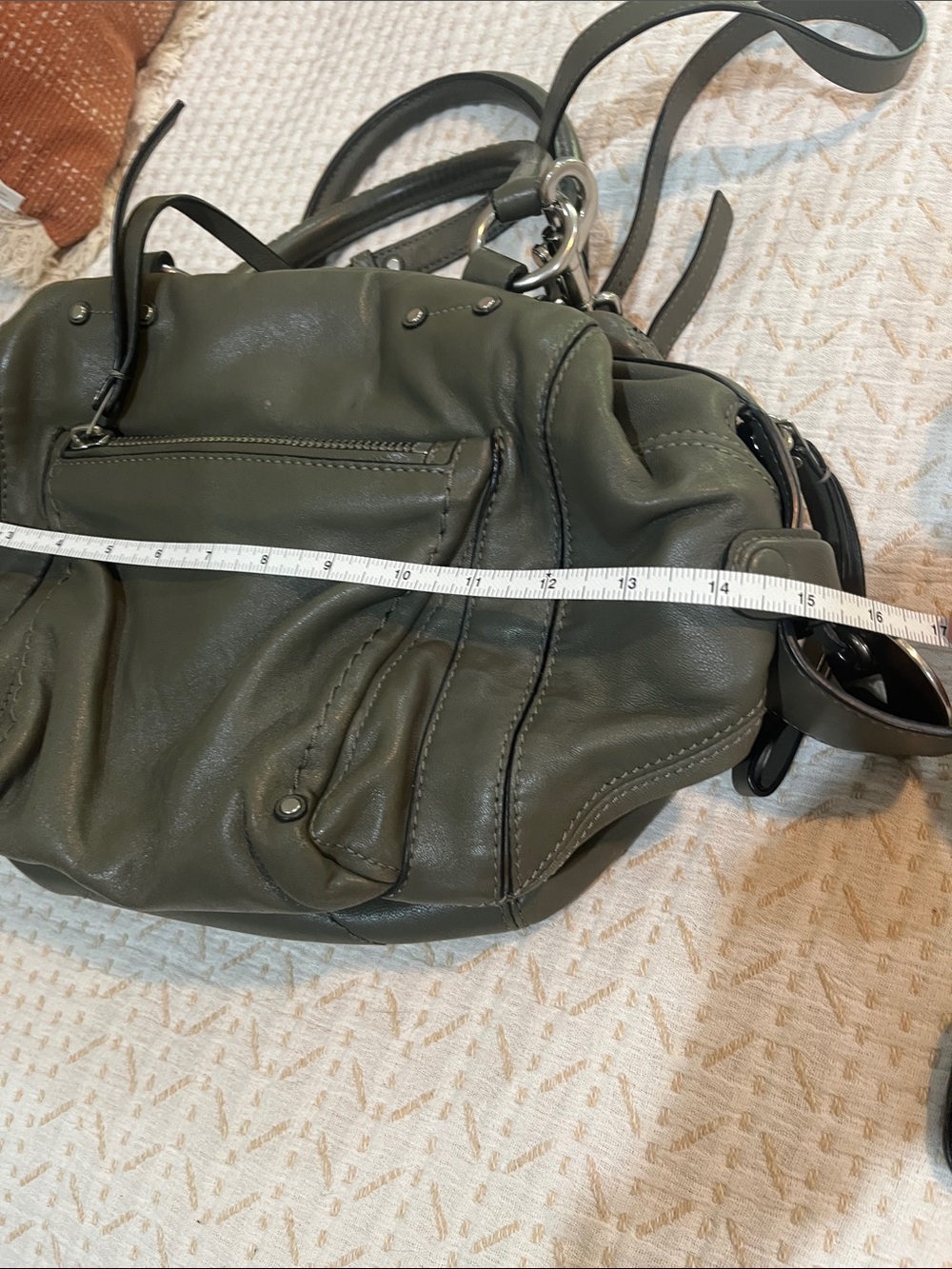 Marc Jacobs Olive Green Leather Shoulder Satchel - Picture 9 of 12